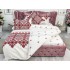 Lenjerie pat dublu,  FINET, 6 piese, cu ELASTIC, Alb-Rosu, model traditional [8]