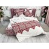 Lenjerie pat dublu,  FINET, 6 piese, cu ELASTIC, Alb-Rosu, model traditional [9]