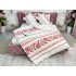 Lenjerie pat dublu,  FINET, 6 piese, cu ELASTIC, Alb-Rosu, model traditional [8]