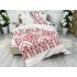 Lenjerie pat dublu,  FINET, 6 piese, cu ELASTIC, Alb-Rosu, model traditional [8]