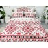 Lenjerie pat dublu,  FINET, 6 piese, cu ELASTIC, Alb-Rosu, model traditional [3]