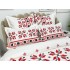 Lenjerie pat dublu,  FINET, 6 piese, cu ELASTIC, Alb-Rosu, model traditional [5]