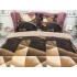 Lenjerie pat dublu,  FINET, 6 piese, cu ELASTIC, Maro, forme geometrice [2]