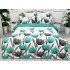 Lenjerie pat dublu,  FINET, 6 piese, cu ELASTIC, Jojo Home, Alb-Turquoise, lalele [2]