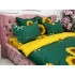 Lenjerie pat dublu,  FINET, 6 piese, cu ELASTIC, Jojo Home, Verde-Galben, floarea soarelui [5]