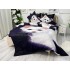 Lenjerie pat dublu,  FINET, Imprimeu Digital - Identic cu poza, 6 piese, Jojo Home, Bleumarin-Alb, pisicuta [10]