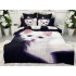 Lenjerie pat dublu,  FINET, Imprimeu Digital - Identic cu poza, 6 piese, Jojo Home, Bleumarin-Alb, pisicuta [2]