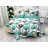 Lenjerie pat dublu,  FINET, 6 piese, Jojo Home, Alb-Verde Aqua, lalele [10]