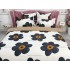Lenjerie pat dublu,  FINET, 6 piese, Jojo Home, Alb-Negru, flori [3]