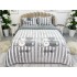 Lenjerie pat dublu, Super Pufoasa COCOLINO,cu ELASTIC, 4 piese, Jojo Home, Gri-Alb, dungi, pisicute [6]
