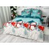 Lenjerie pat dublu,  FINET, 6 piese, Craciun, Jojo Home, Bleu-Multicolor, oameni de zapada, brazi, Mos Craciun [8]