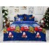 Lenjerie pat dublu,  FINET, 6 piese, Craciun, Jojo Home, Bleumarin-Multicolor, Mos Craciun, brazi, cadouri [2]