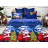 Lenjerie pat dublu,  FINET, 6 piese, Craciun, Jojo Home, Bleumarin-Multicolor, Mos Craciun, brazi, cadouri [3]