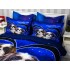 Lenjerie pat dublu,  FINET, 6 piese, IDENTICA CU POZA, Albastru, catelusi [6]