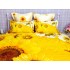 Lenjerie pat dublu,  FINET, 6 piese, IDENTICA CU POZA, Galben, flori [4]