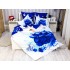 Lenjerie pat dublu,  FINET, 6 piese, IDENTICA CU POZA, Albastru, flori [8]
