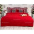 Lenjerie pat dublu, Finet Satinat Deluxe cu Smocuri Brodate, IDENTICA CU POZA, cu elastic, 4 anotimpuri, 6 piese, rosu [2]