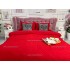 Lenjerie pat dublu, Finet Satinat Deluxe cu Smocuri Brodate, IDENTICA CU POZA, cu elastic, 4 anotimpuri, 6 piese, rosu [3]