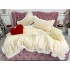 Lenjerie pat dublu,  FINET, cu Broderie si Volanase, 4 piese, cu Elastic, crem [8]