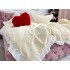 Lenjerie pat dublu,  FINET, cu Broderie si Volanase, 4 piese, cu Elastic, crem [9]