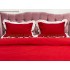 Lenjerie pat dublu,  FINET, cu Broderie si Volanase, 4 piese, cu Elastic, rosu [4]