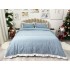Lenjerie pat dublu,  FINET, cu Broderie si Volanase, 4 piese, cu Elastic, bleu [2]