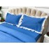Lenjerie pat dublu,  FINET, cu Broderie si Volanase, 4 piese, cu Elastic, albastru [6]