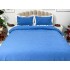 Lenjerie pat dublu,  FINET, cu Broderie si Volanase, 4 piese, cu Elastic, albastru [3]