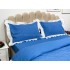Lenjerie pat dublu,  FINET, cu Broderie si Volanase, 4 piese, cu Elastic, albastru [5]