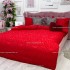 Lenjerie pat dublu, Finet Satinat Deluxe cu Smocuri Brodate, IDENTICA CU POZA, cu elastic, 4 anotimpuri, 6 piese, model oriental, rosu [8]