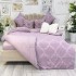 Lenjerie pat dublu, Finet Satinat Deluxe cu Smocuri Brodate, IDENTICA CU POZA, cu elastic, 4 anotimpuri, 6 piese, model royal, lila [7]