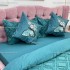 Lenjerie pat dublu, Finet Satinat Deluxe cu Smocuri Brodate, IDENTICA CU POZA, cu elastic, 4 anotimpuri, 6 piese, romburi, verde [5]