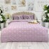 Lenjerie pat dublu, Finet Satinat Deluxe cu Smocuri Brodate, IDENTICA CU POZA, cu elastic, 4 anotimpuri, 6 piese, romburi, lila [2]