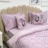 Lenjerie pat dublu, Finet Satinat Deluxe cu Smocuri Brodate, IDENTICA CU POZA, cu elastic, 4 anotimpuri, 6 piese, romburi, lila [7]