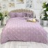 Lenjerie pat dublu, Finet Satinat Deluxe cu Smocuri Brodate, IDENTICA CU POZA, cu elastic, 4 anotimpuri, 6 piese, romburi, lila [8]
