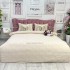 Lenjerie pat dublu, Finet Satinat Deluxe cu Smocuri Brodate, IDENTICA CU POZA, cu elastic, 4 anotimpuri, 6 piese, romburi, bej [2]