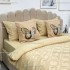 Lenjerie pat dublu, Finet Satinat Deluxe cu Smocuri Brodate, IDENTICA CU POZA, cu elastic, 4 anotimpuri, 6 piese, romburi, bej inchis [5]