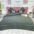 Lenjerie pat dublu, Finet Satinat Deluxe cu Smocuri Brodate, IDENTICA CU POZA, cu elastic, 4 anotimpuri, 6 piese, romburi, gri verzui [8]