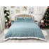 Lenjerie pat dublu,  FINET, cu Broderie si Volanase, 4 piese, cu Elastic, gri albastrui [2]
