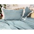 Lenjerie pat dublu,  FINET, cu Broderie si Volanase, 4 piese, cu Elastic, gri albastrui [8]
