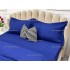 Lenjerie HoReCa, pat dublu, Damasc Finetat Deluxe cu Elastic, 4 piese, Albastru [6]