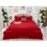 Lenjerie HoReCa, pat dublu, Damasc Finetat Deluxe cu Elastic, 4 piese, Rosu [3]