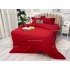Lenjerie HoReCa, pat dublu, Damasc Finetat Deluxe cu Elastic, 4 piese, Rosu [2]