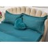 Lenjerie HoReCa, pat dublu, Damasc Finetat Deluxe cu Elastic, 4 piese, Turquoise [6]