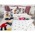 Lenjerie pat dublu,  FINET, 6 piese, IDENTICA CU POZA, Crem-Multicolor, Minnie&Mickey, inimioare [8]