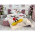 Lenjerie pat dublu,  FINET, 6 piese, IDENTICA CU POZA, Crem-Multicolor, Minnie&Mickey, inimioare [9]
