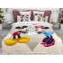 Lenjerie pat dublu,  FINET, 6 piese, IDENTICA CU POZA, Crem-Multicolor, Minnie&Mickey, inimioare [2]