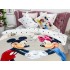 Lenjerie pat dublu,  FINET, 6 piese, IDENTICA CU POZA, Crem-Multicolor, Minnie&Mickey, inimioare [7]