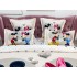 Lenjerie pat dublu,  FINET, 6 piese, IDENTICA CU POZA, Crem-Multicolor, Minnie&Mickey, inimioare [4]