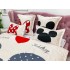 Lenjerie pat dublu,  FINET, 6 piese, IDENTICA CU POZA, Crem-Multicolor, Minnie&Mickey, inimioare, buline [6]